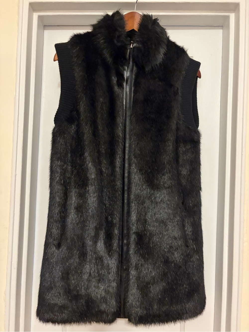 Hilary Radley Vegan/Faux fur longline Vest Small